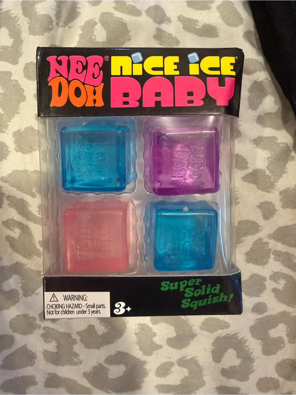 Nice Ice Baby 4 Squishy Mini Cubes, Purple, Pink & Blue